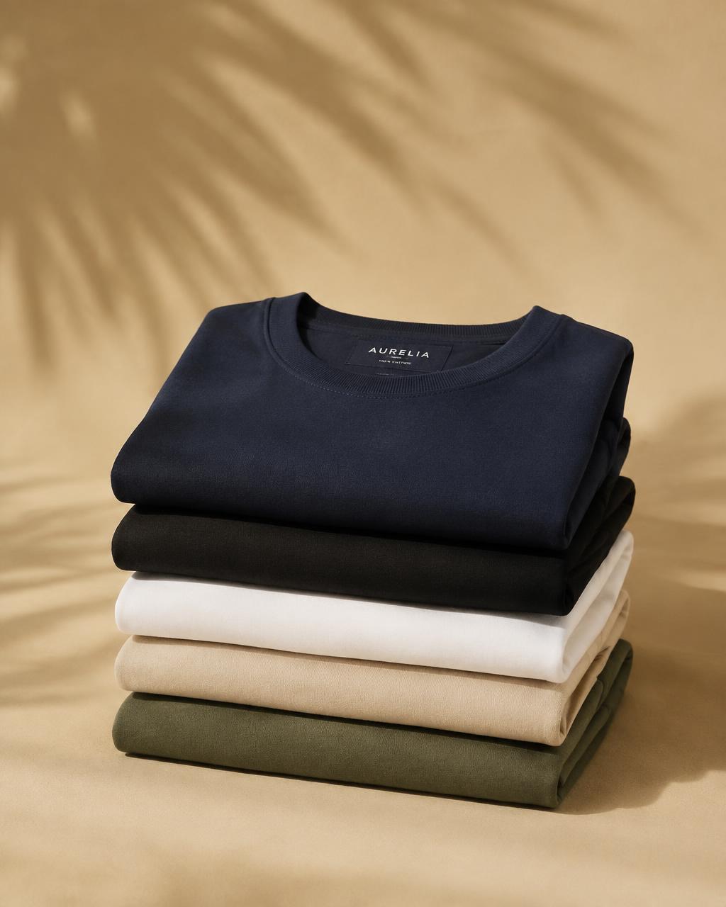 Stack of SADA premium folded t-shirts